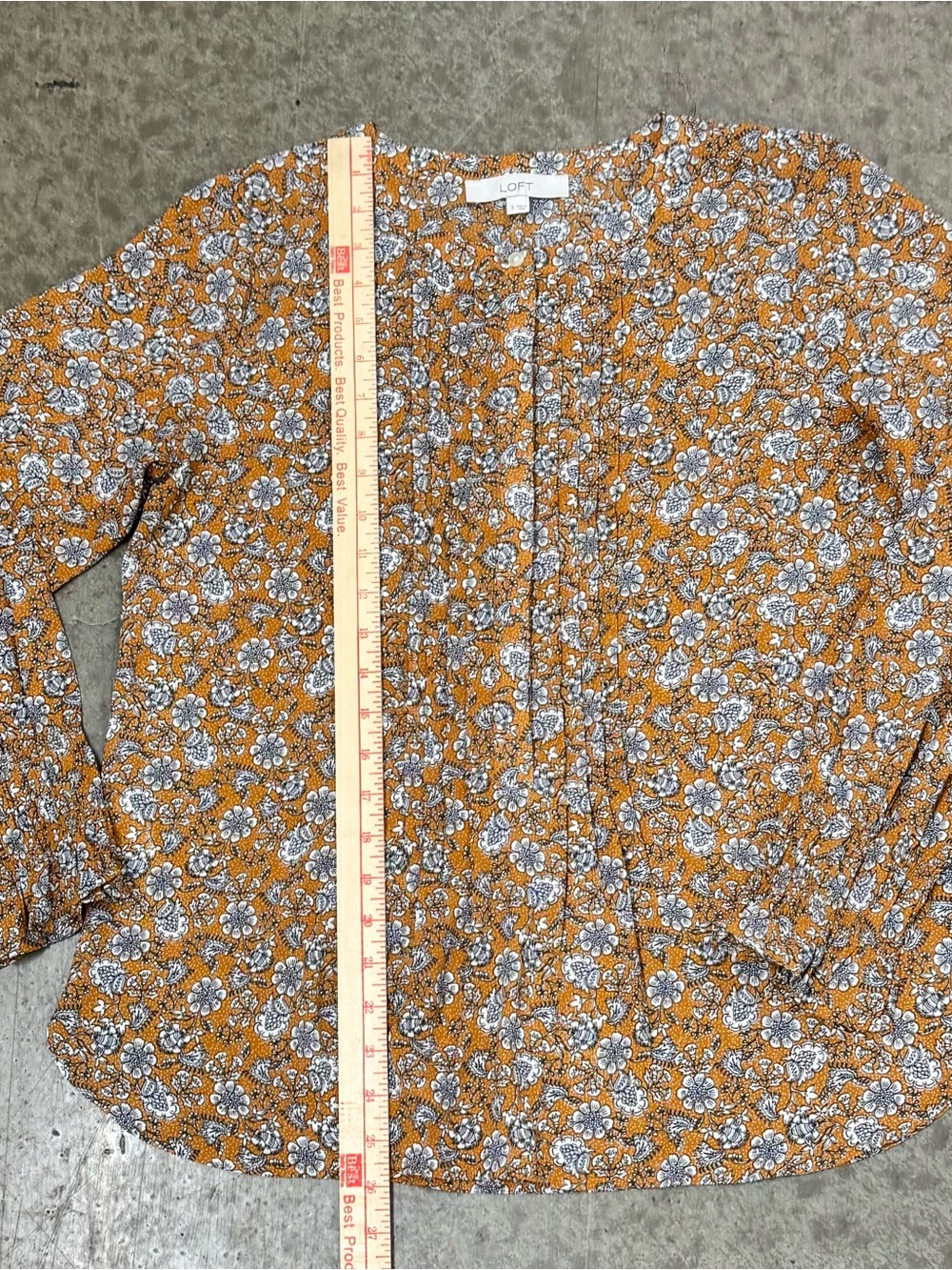 LOFT Mustard Floral Button-Up Blouse